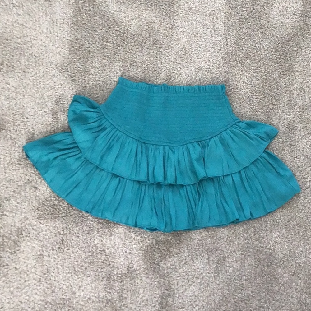 Day+moon trendy turquoise ruffle skirt